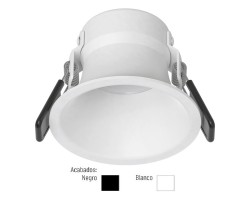 Foco empotrar LED fijo Redondo Ø80mm KONIC 8W 100º UGR19 IP54, Blanco ó Negro